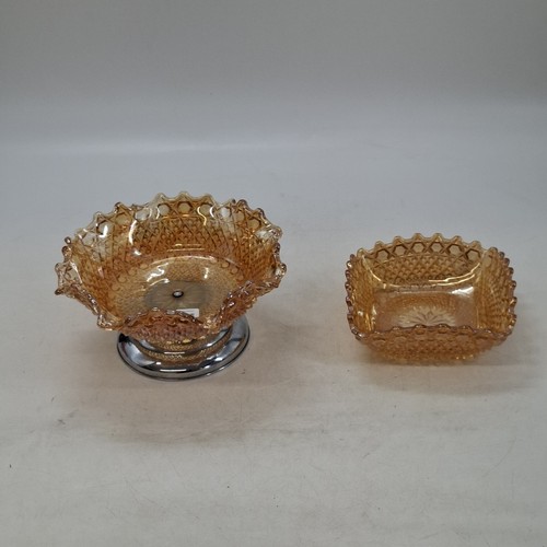 Amber pressed glass bowl - glass, &