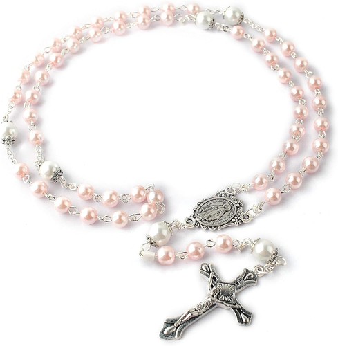 Rosary beads catholic pink - rosary,