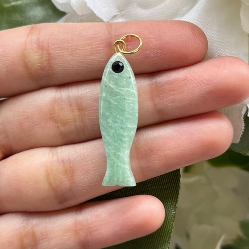 Amazonite fish pendant - amazonite, carved
