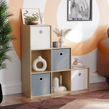 6 10 Cube Bookcase Staircase Wooden Storage Shelving Display Shelf Fabric Basket