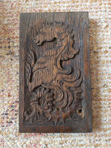 Antique carved oak mythical - antique,