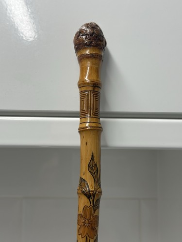Antique bamboo walking stick - antique,