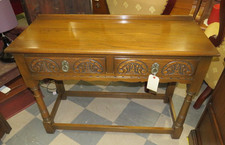 Old Charm Console Side Serving Table Carved With Drawers