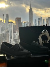 CHANEL Loafers Black Quilted