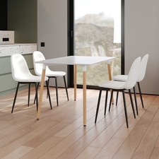 Compact Wooden Dining Table and Chairs Set 2/4/6 PU Leather Padded Seat Chairs