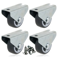 Castor Wheel Caster Wheels 32mm 1'' Mini + Screws Divan Bed Drawer Cabinet x 4
