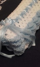 Hand crochet baby boys blanket - hand,