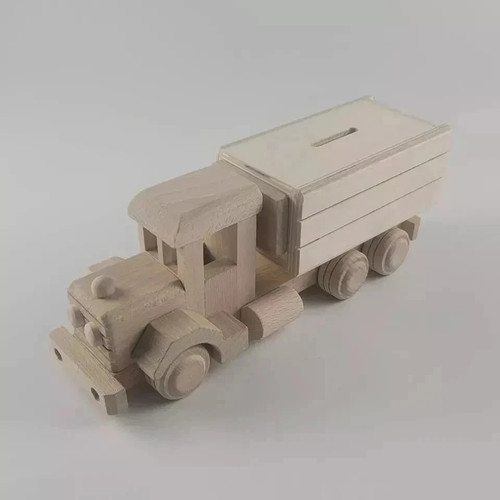 Wooden toytruck moneybox - -,