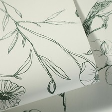 Beige Floral Birds Wallpaper