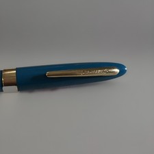 Vintage 1950s Sheaffer's Blue Fountain Ink Pen with 14kt Gold Nib Snorkel