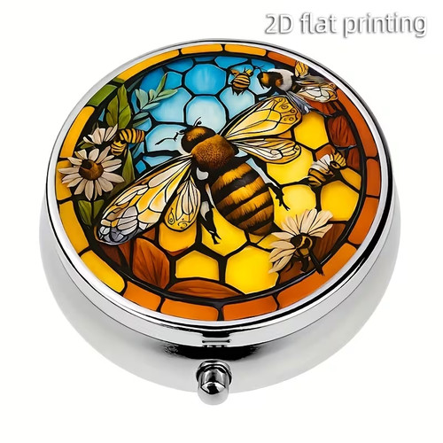 Insect themed round pill box - round,