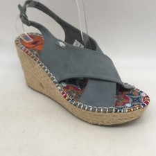 Rocket Dog Womens Blue Suede Sling Back Espadrille Wedge Heel Sandals Size 9