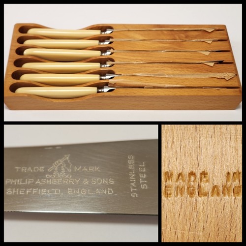 Vtg unused serrated knives - serrated,