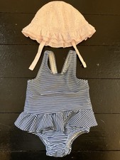 Girl's Baby Swimsuit 3-6 Months With Sun Hat