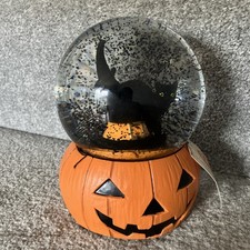 Halloween Black Cat Snow Globe Musical 