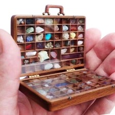 Wooden Crystal Storage Box Collection Gems Stone Display