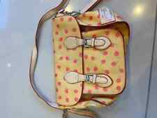 Naj-Oleari yellow satchel with pink raspberry pattern 10 x 12 inch-51 inch strap