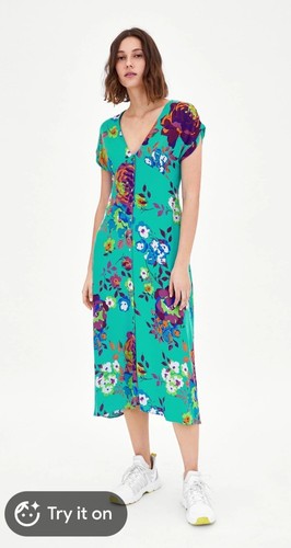 Nwt zara trf turquoise floral - trf,