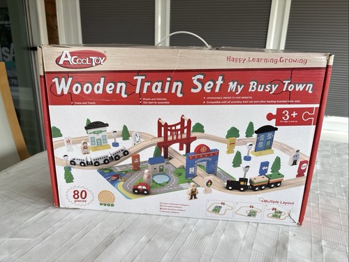 Acooltoy wooden train set - wooden,