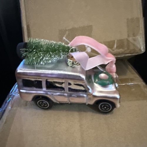 Pink glass car tree decoration - car,