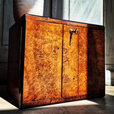 Antique Collectors Cabinet, Humidor Ciggar Cabinet, Walnut Antique Furniture 