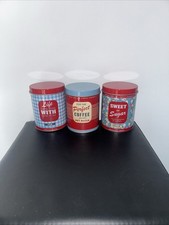 Retro Set Of 3 Lovey  Storage Tins Tea Coffee Sugar 