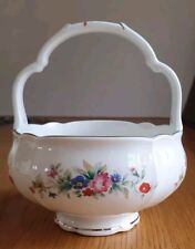 VINTAGE ROYAL STAFFORD POT POURRI BASKET FINE BONE CHINA FLORAL GILT