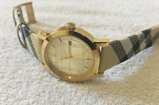 burberry bu1398 haymarket check strap gold stainless steel ladies watch