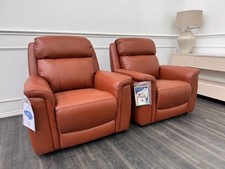 LAZY BOY PARIS Pair Of Static Armchairs In Brown Real Leather