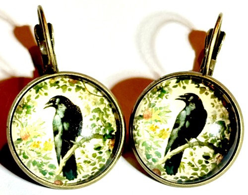 Raven crow bird earrings - bird,
