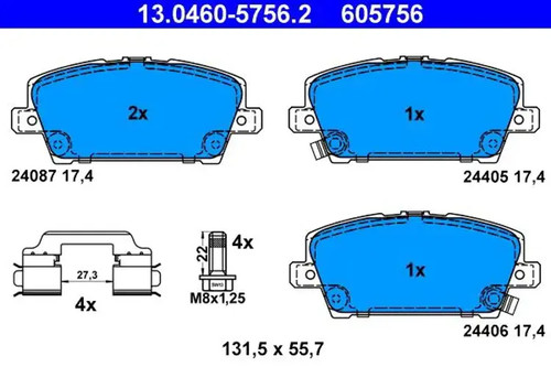 Brake pads 0460 5756 - 13.0460-5756.2, ate