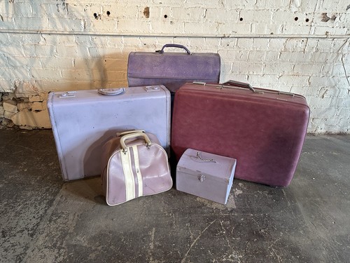 Vintage purple violet suitcase - vintage,