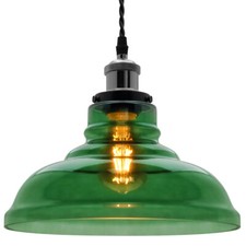 Industrial Smoked Green Glass Ceiling Pendant Light Bowl Lamp Shade K422