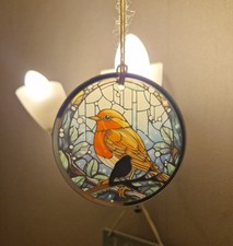 Christmas Stained Glass Robin