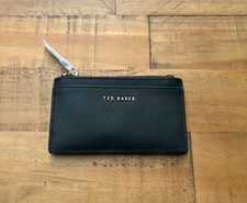 Ted Baker Black Leather COIN & Card Holder Wallet Small Purse Cash Travel Money