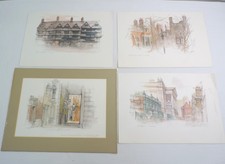 4 Prints of the City of London by Mads Stage. One mounted.   - Thames Hospice