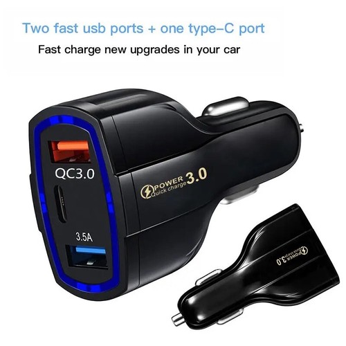Fast car charger - 3, usb