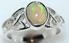 Natural Fire OPAL925 Sterling SILVER Celtic Ring Gemstone Size M upto U 10