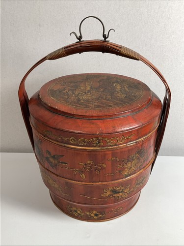 Chinese wedding basket - basket, wood