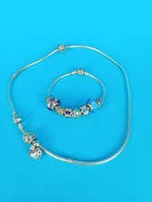 Pandora Necklace And Bracelet With Charms 925 Sterling Silver Jewellery No Box
