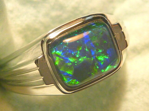 Mens opal ring - mens, sterling