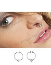 Fake Septum Flower Nose Ring Non Piercing Slide On Hanger Cheater Body Ring Gem