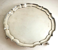 Hallmarked Solid English Silver Salver LONDON 1968 538g : Maker D J SILVER (R03)