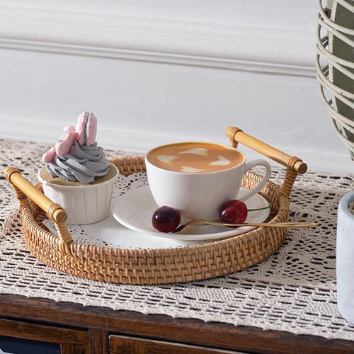Handwoven basket storage tray - handwoven,