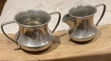 ENGLISH PEWTER HAND BEATEN JUG AND BOWL