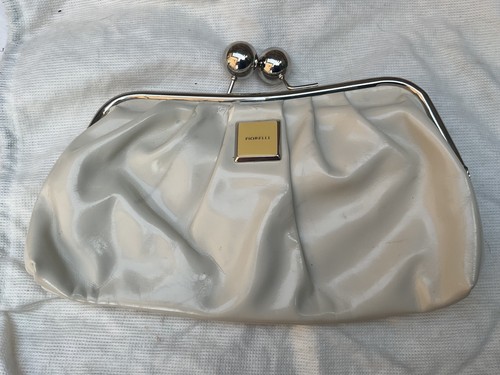 Cream patent clutch bag - patent,
