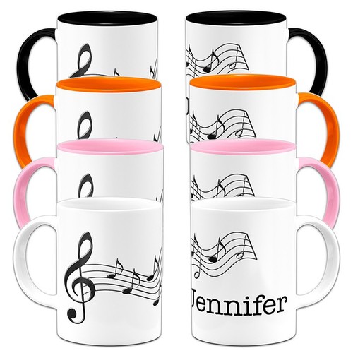 Personalised music notes - personalised, 11oz
