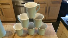 Blue Arklow pottery set jug & 6 mugs 
