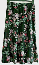 Antthony Design " Embroidered Flowers Print" Midi-Length  Skirt- Black -XS-10-12