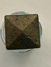 4 Tarnished Brass square Pyramid Cabinet Drawer Knobs Square